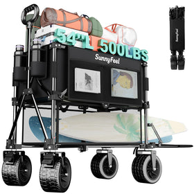 SUNNYFEEL Double Decker Wagon setup shows two organized tiers for camping gear