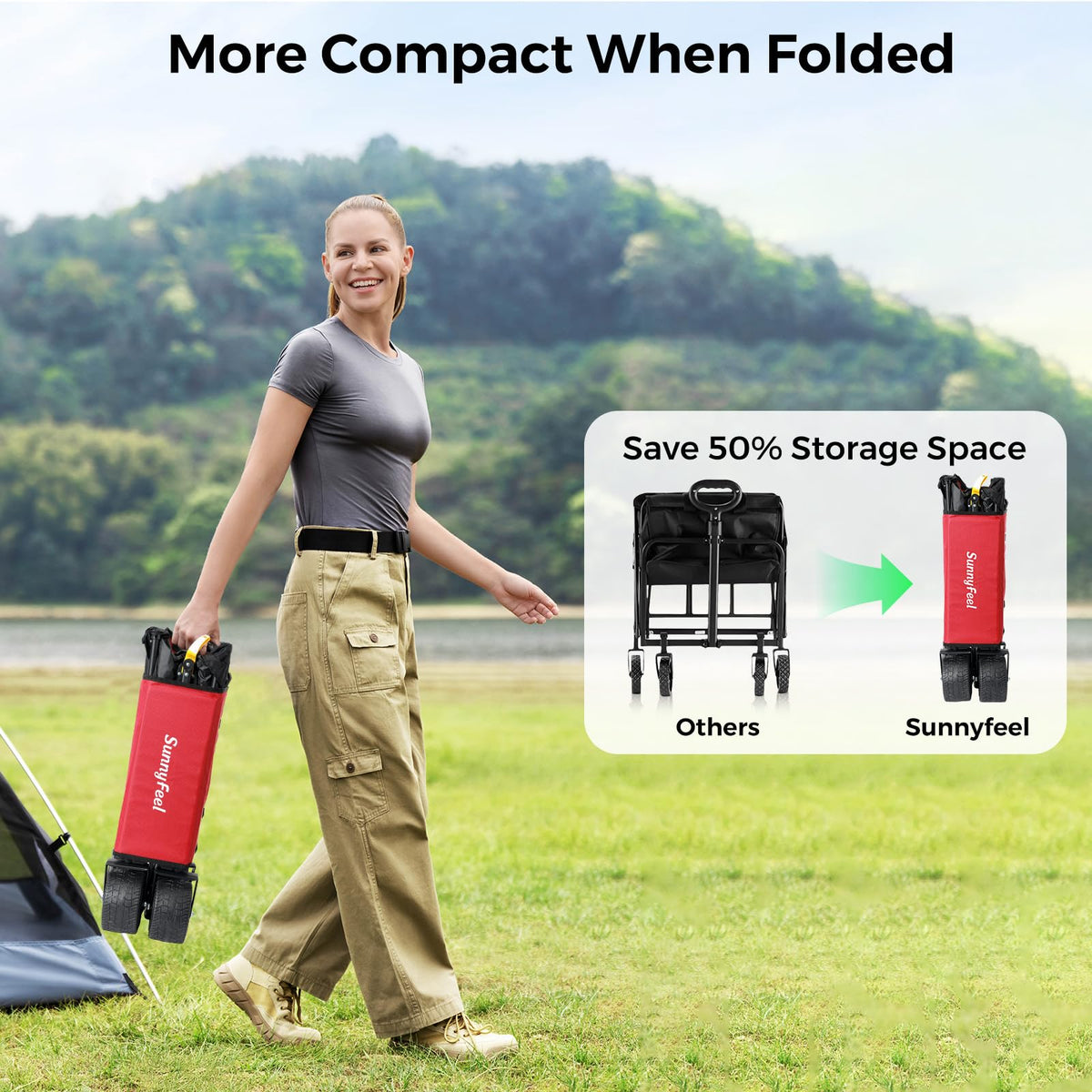 SUNNYFEEL expandable side pouches provide quick access to essentials.