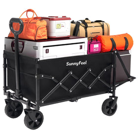 SunnyFeel foldable wagon with extended tailgate for extra storage on outings.