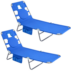 SunnyFeel Lay Flat Chair 2-Pack with face-down hole enables comfortable sunbathing outdoors