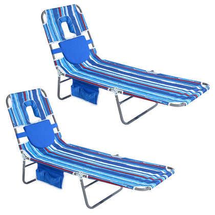 SUNNYFEEL Lay Flat Tanning Chair with face-down hole for comfortable sunbathing.