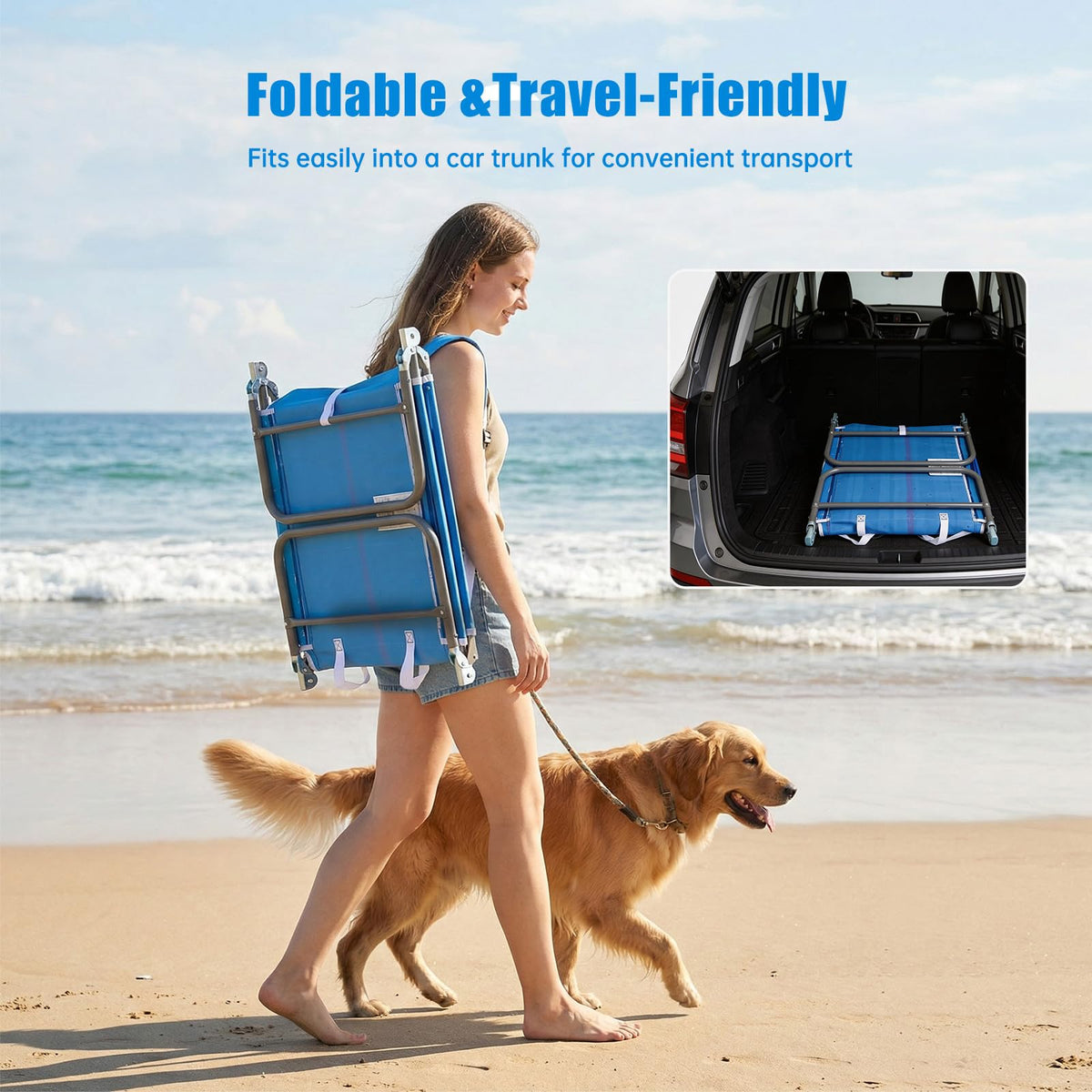 SUNNYFEEL Chair folds compactly for easy trunk storage.