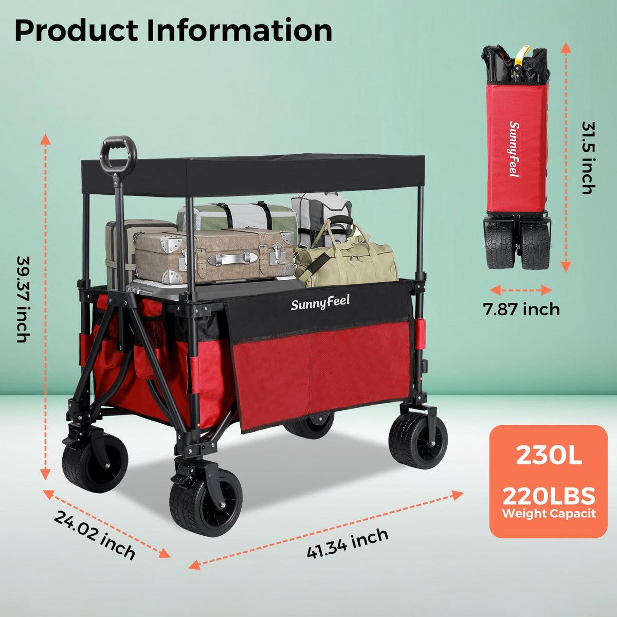 SUNNYFEEL rear hanging shelf emphasizes organized storage during family outings.