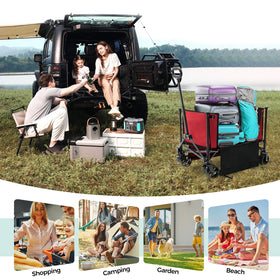 SUNNYFEEL wagon demonstrates 200lbs capacity for heavy loads.
