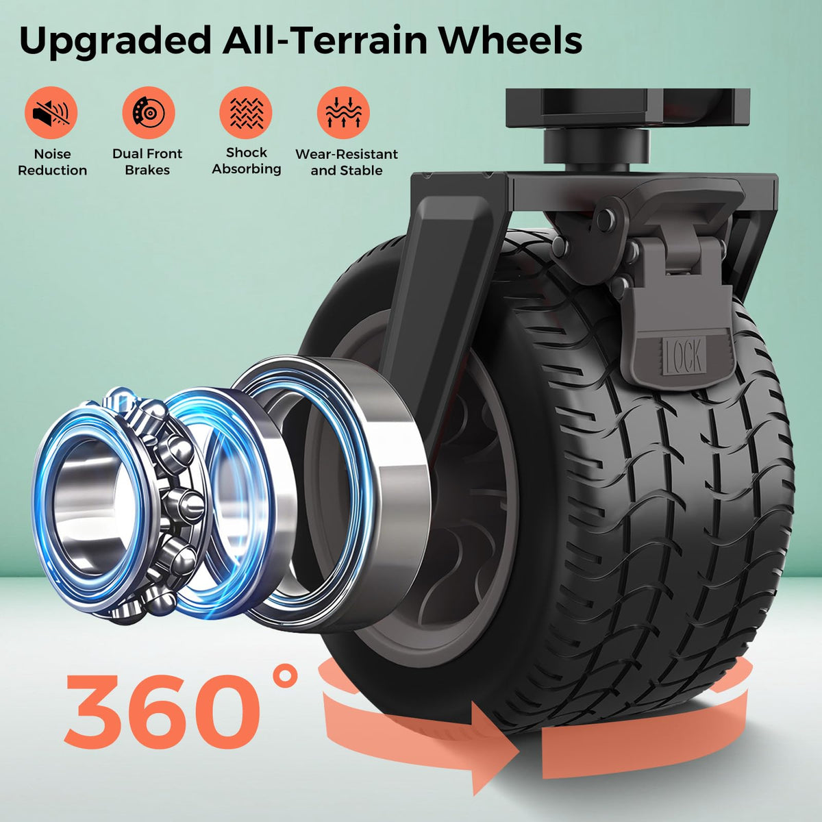 SunnyFeel wagon dual wheel lock enhances parking safety on slopes and flat surfaces.