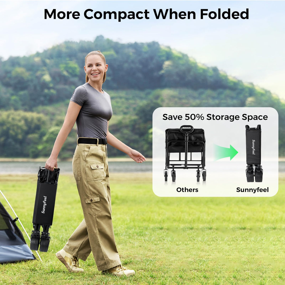 SunnyFeel foldable wagon with compact design for easy storage.