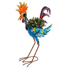 SunnyGarden Planters outdoor rooster decor 25.6-inch front view for eye-catching curb appeal