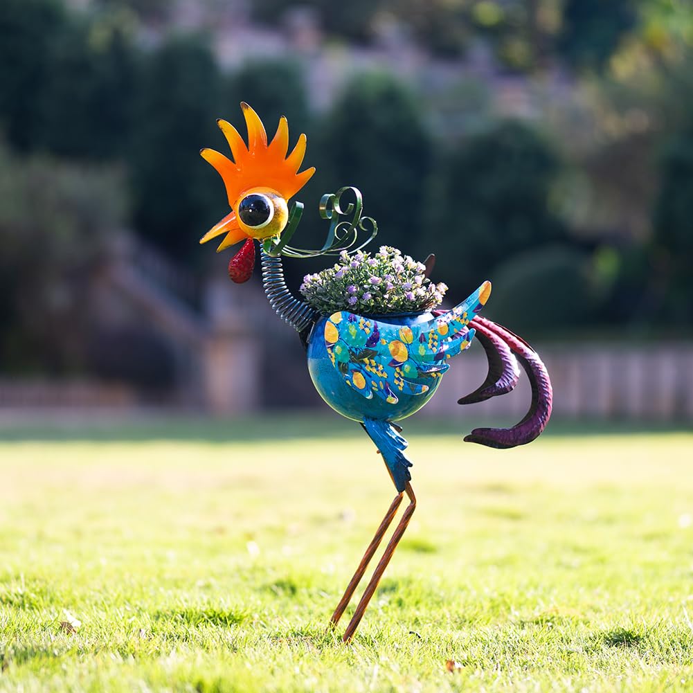 SunnyGarden porch decor rooster planter display adds personality to entryways and porches