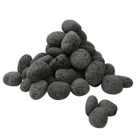 Sunnyglade 10lb black lava rocks for fire pits with heat-retaining design.