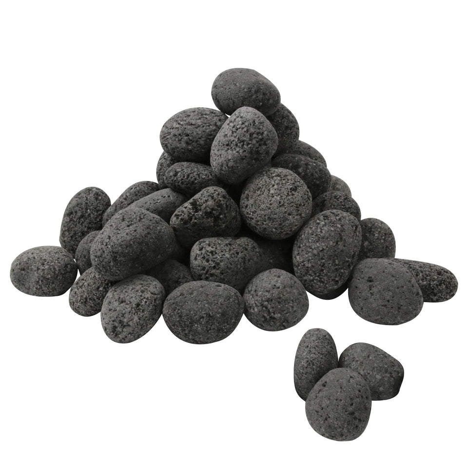 Sunnyglade 10lb black lava rocks for fire pits with heat-retaining design.