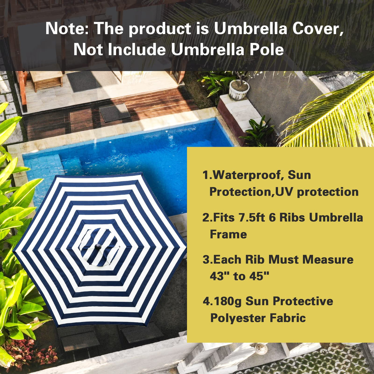 Sunnyglade 180g polyester fabric offers durable sun protection outdoors