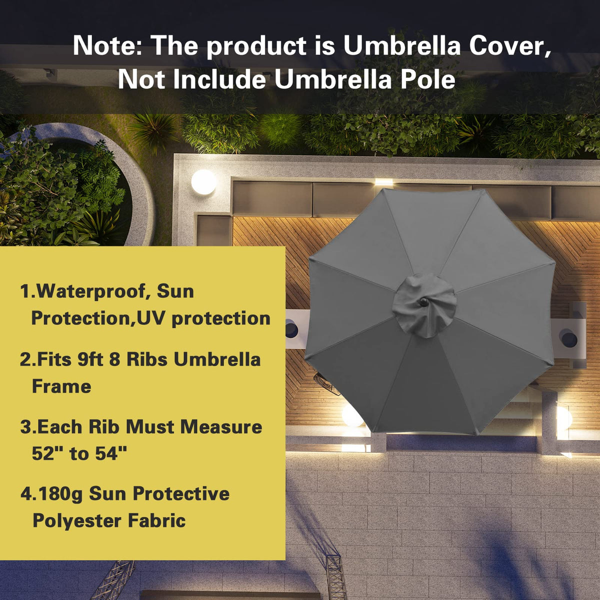 Sunnyglade 180gsm polyester fabric canopy for durable shade.
