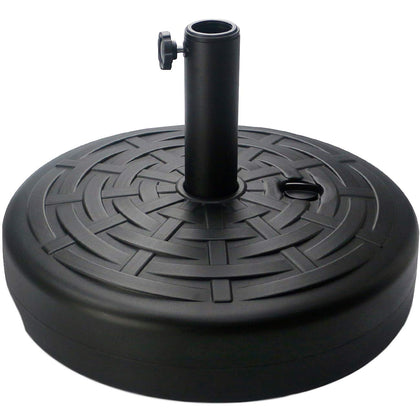 Sunnyglade 30lb central pole umbrella base with wide rattan design for stable outdoor shade.