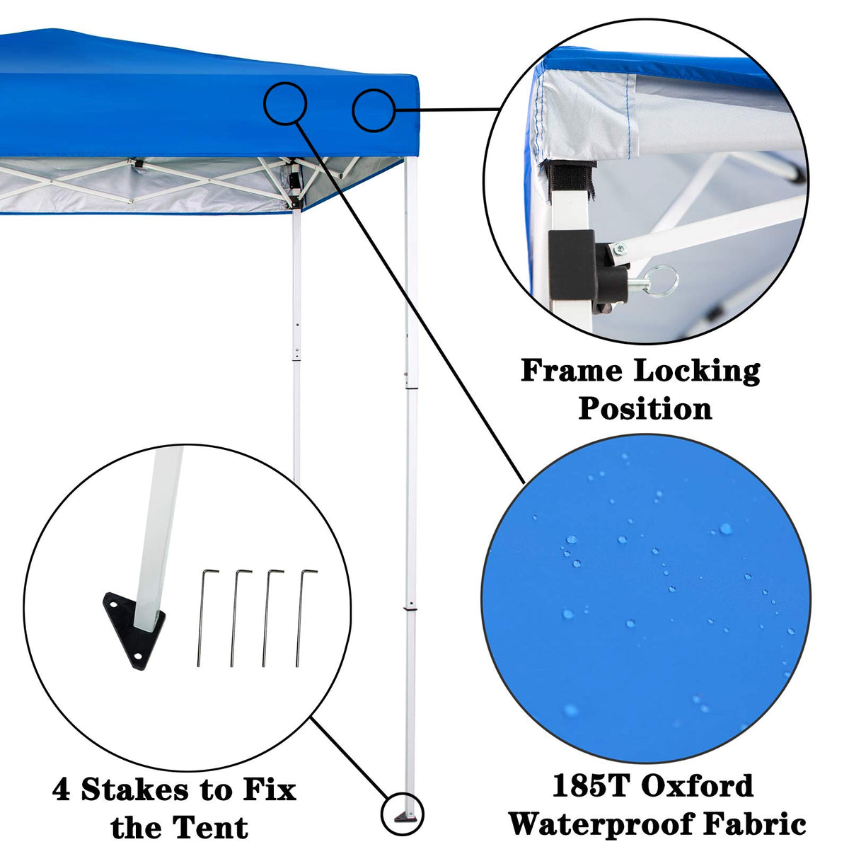 Sunnyglade canopy frame close-up shows anti-rust 0.5mm steel