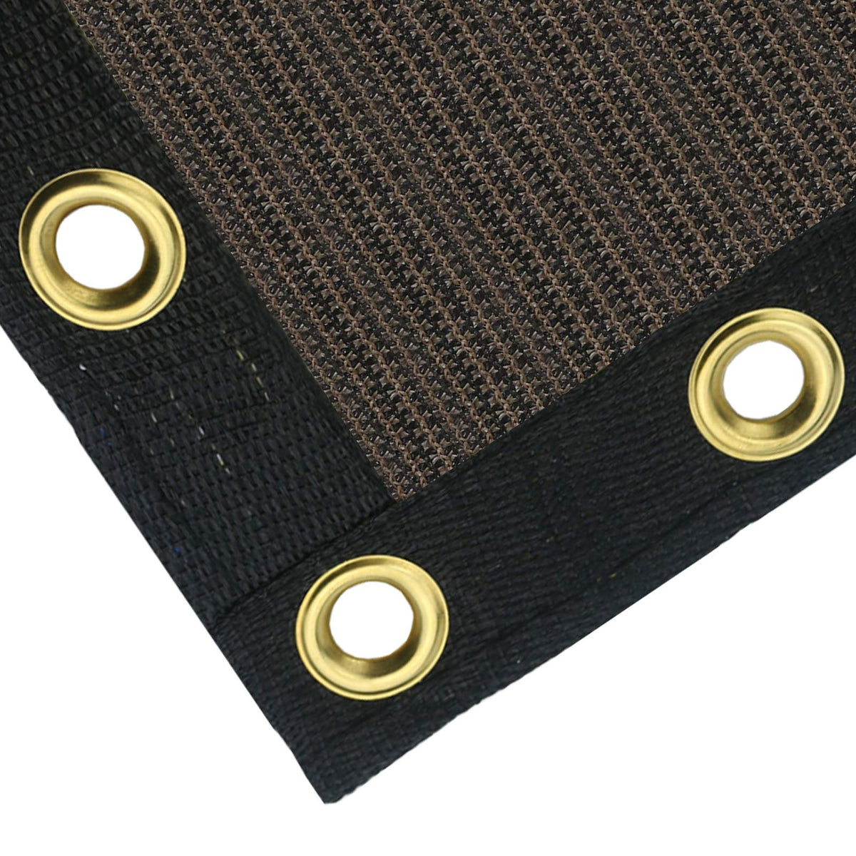 Sunnyglade copper-grommet edge fence screen in brown improves wind resistance.