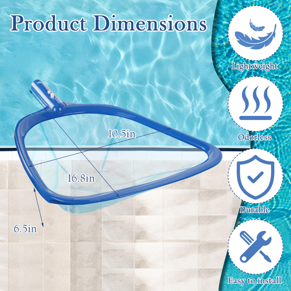 Sunnyglade easy-pole attachment ensures quick, secure skimmer setup.
