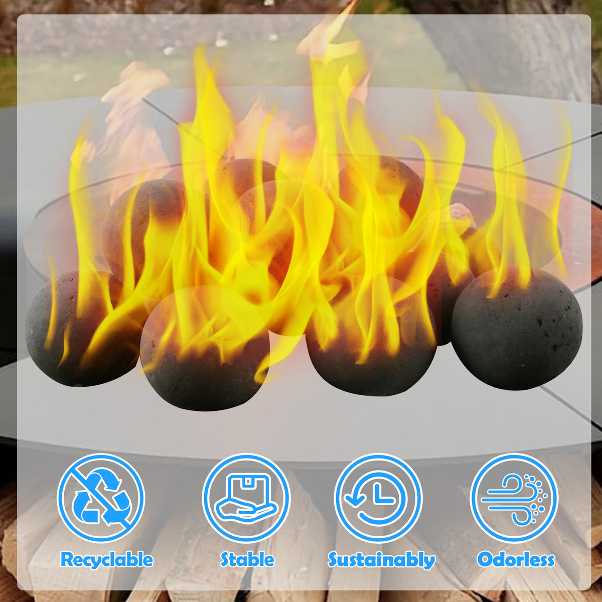 Sunnyglade fireplace ceramic balls create a stylish display and easy maintenance