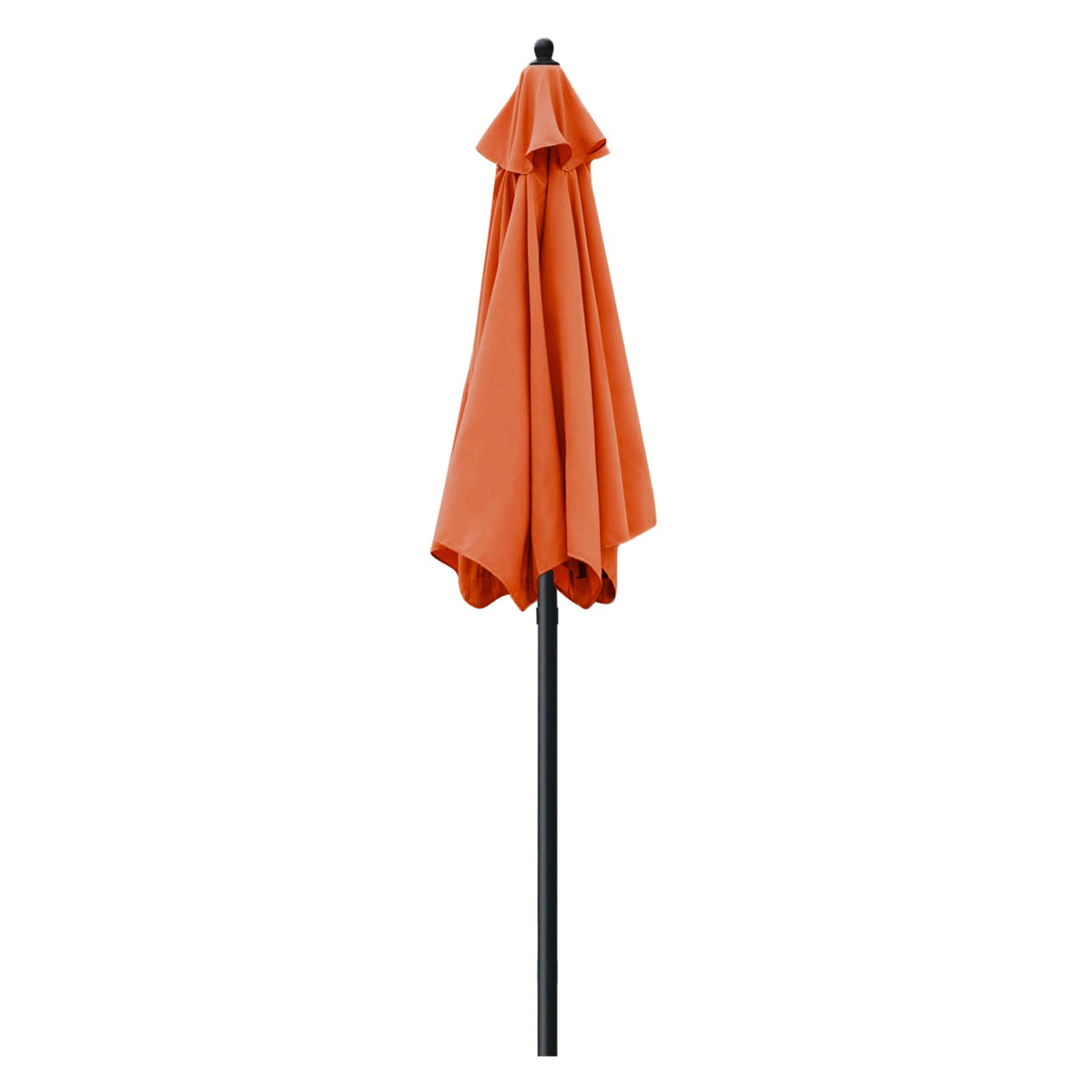 Sunnyglade orange umbrella side view over dining area.
