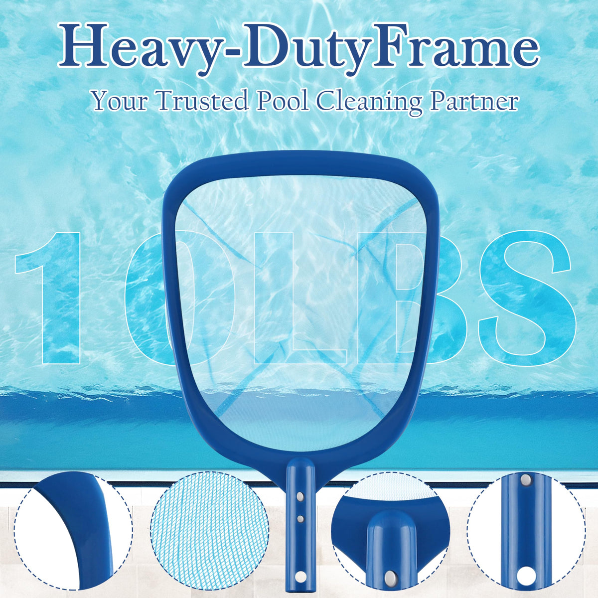 Sunnyglade plastic frame netting provides durable pool cleaning performance.