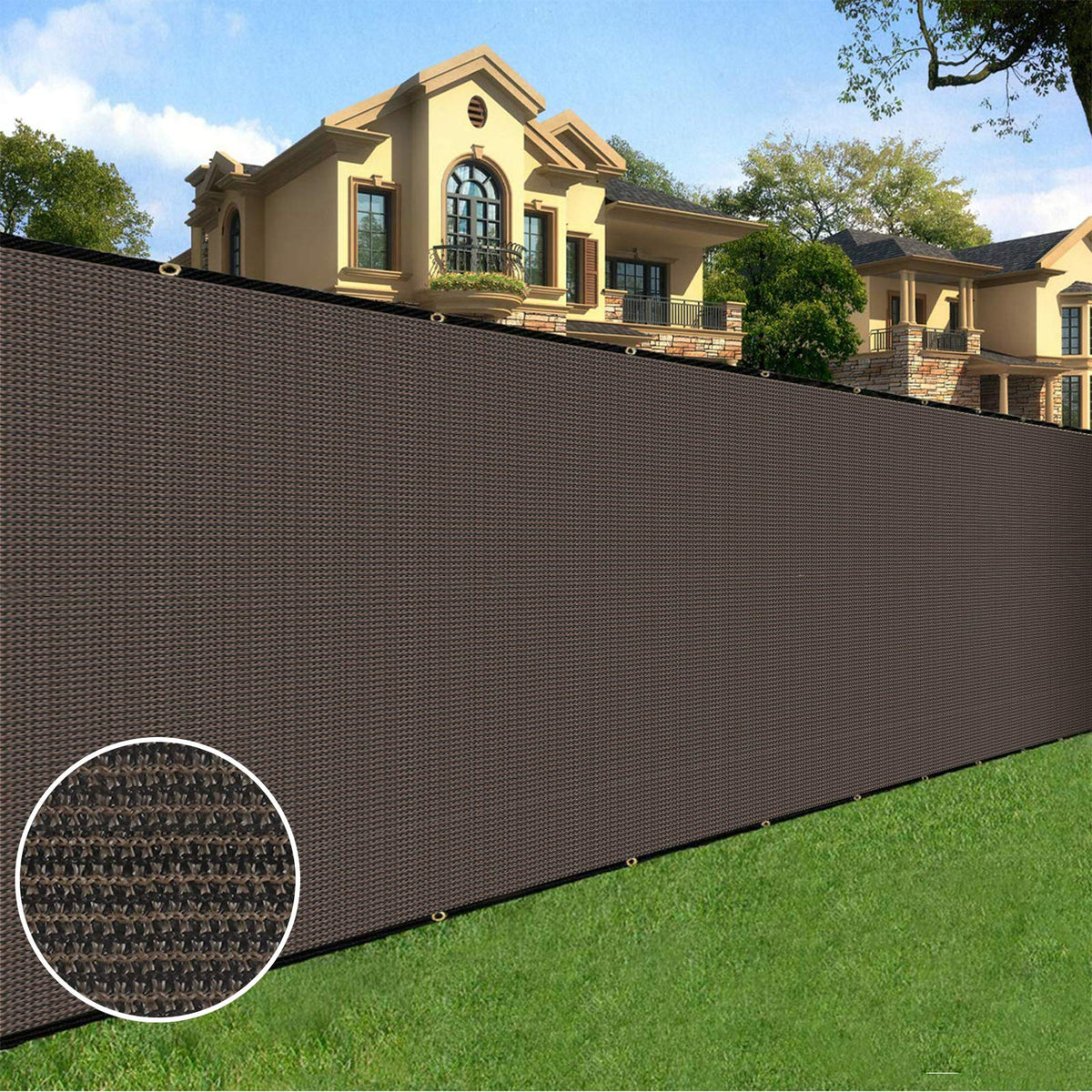 Sunnyglade privacy screen 4x50 fence cover in brown for backyard privacy.
