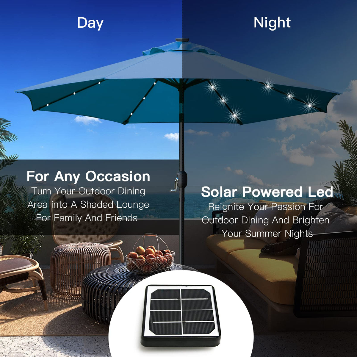 Sunnyglade umbrella with strap storage helps protect and store when not in use