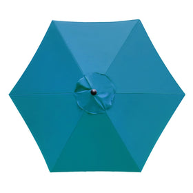 Sunnyglade teal blue 7.5ft umbrella canopy provides patio shade.