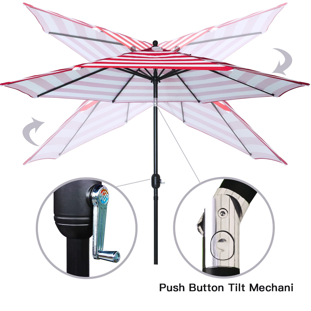 Sunnyglade umbrella crank and tilt handle for easy sun protection.