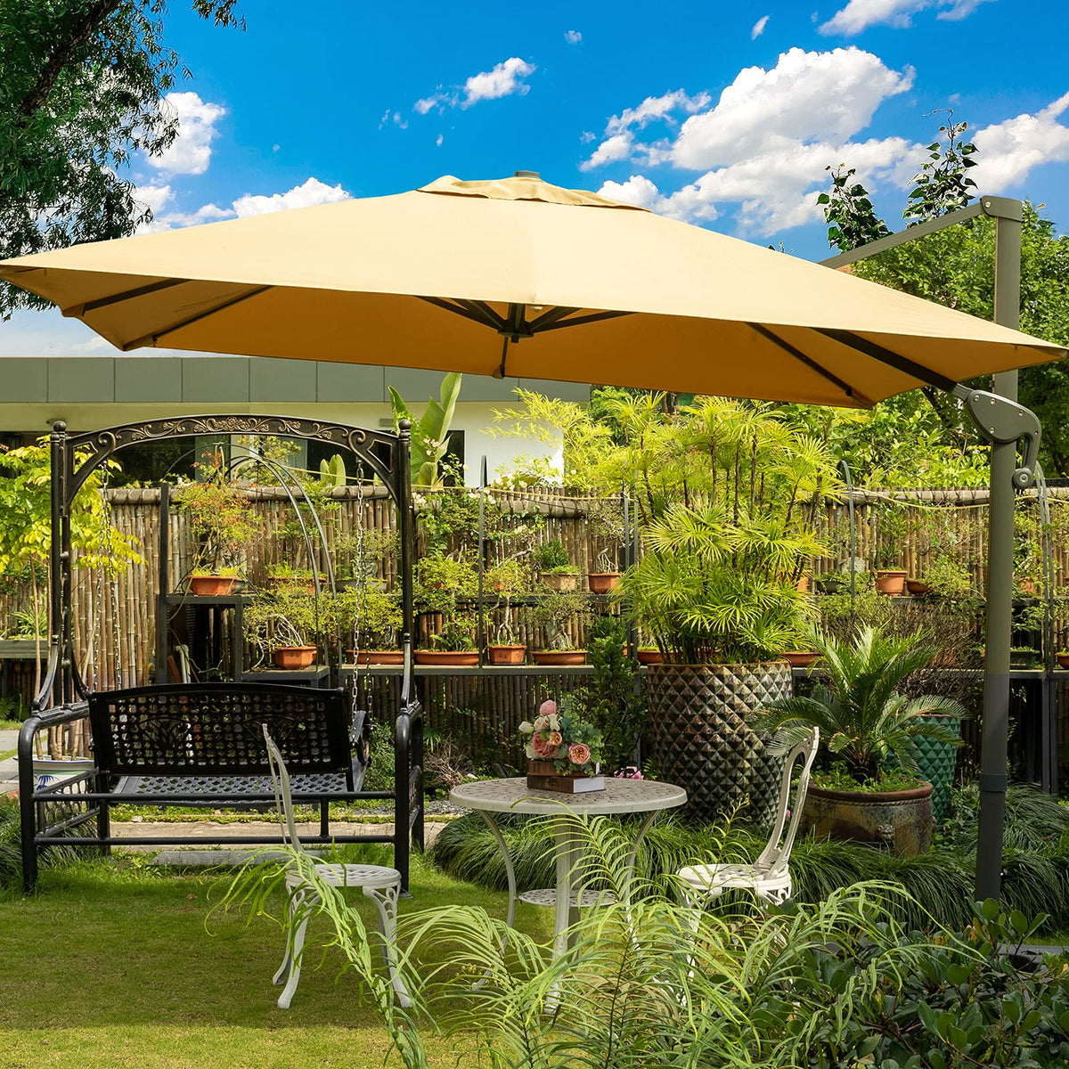 Sunnyglade welded base construction offers stability against wind.