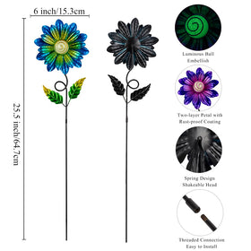 Sunnylight luminous ball glow enhances nighttime garden charm on stakes.