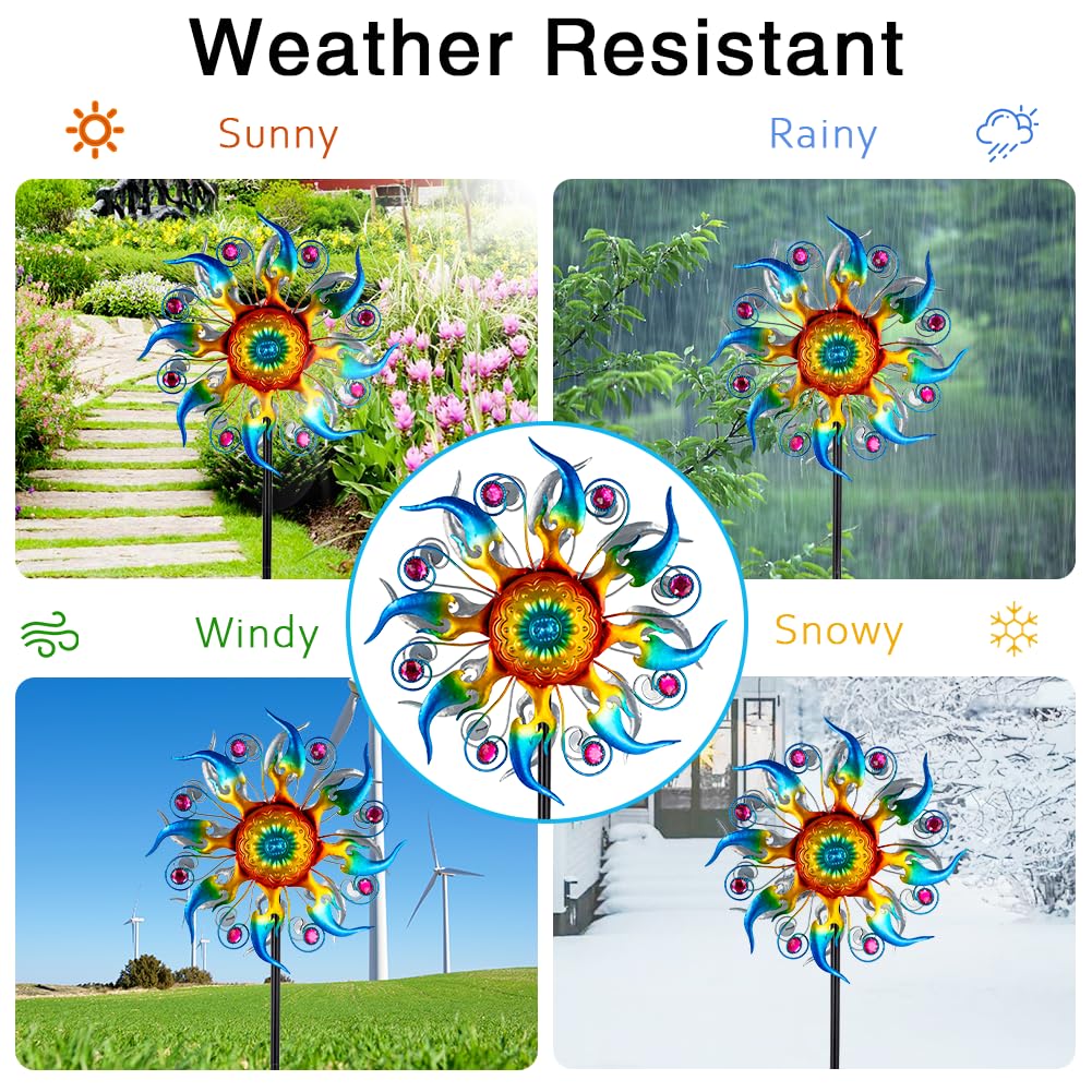 Sunnylight wind spinner includes double blades for balanced, quiet rotation.