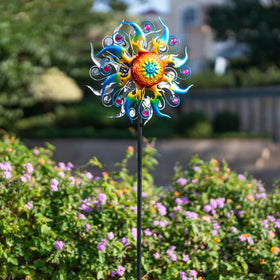 Sunnylight wind spinner with metal blades for durable, weather-ready yard decor.