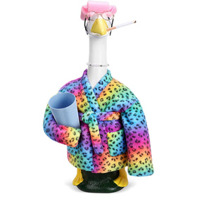 Sunnymove 23-inch porch goose outfit with rainbow leopard bathrobe adds outdoor whimsy