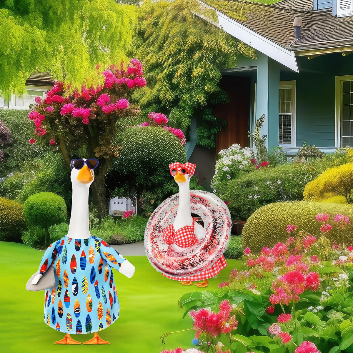 Sunnymove blue sequined swim ring brightens any garden setup.