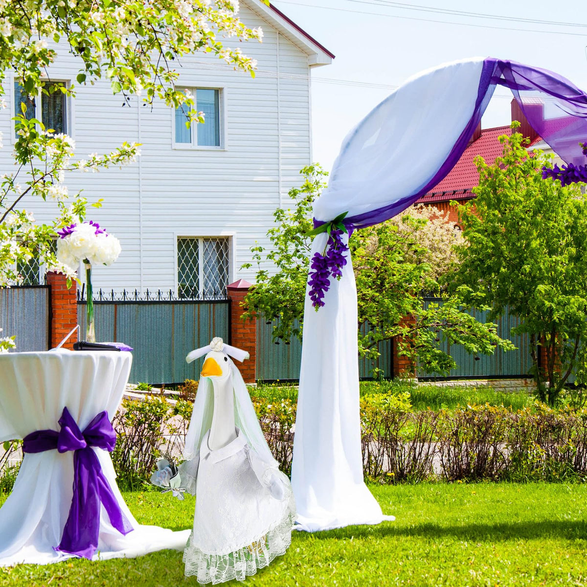 Sunnymove bridal bouquet rose accessory enhances wedding scene on lawn