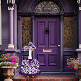 Sunnymove floral goose outfit enhances outdoor decor for patios and lawns