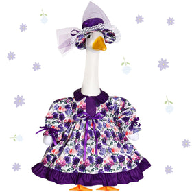 Sunnymove goose outfit purple floral dress for garden statues