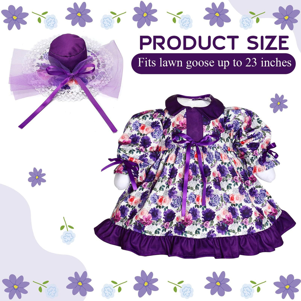 Sunnymove goose outfit purple floral hat adds elegant touch to outdoor displays