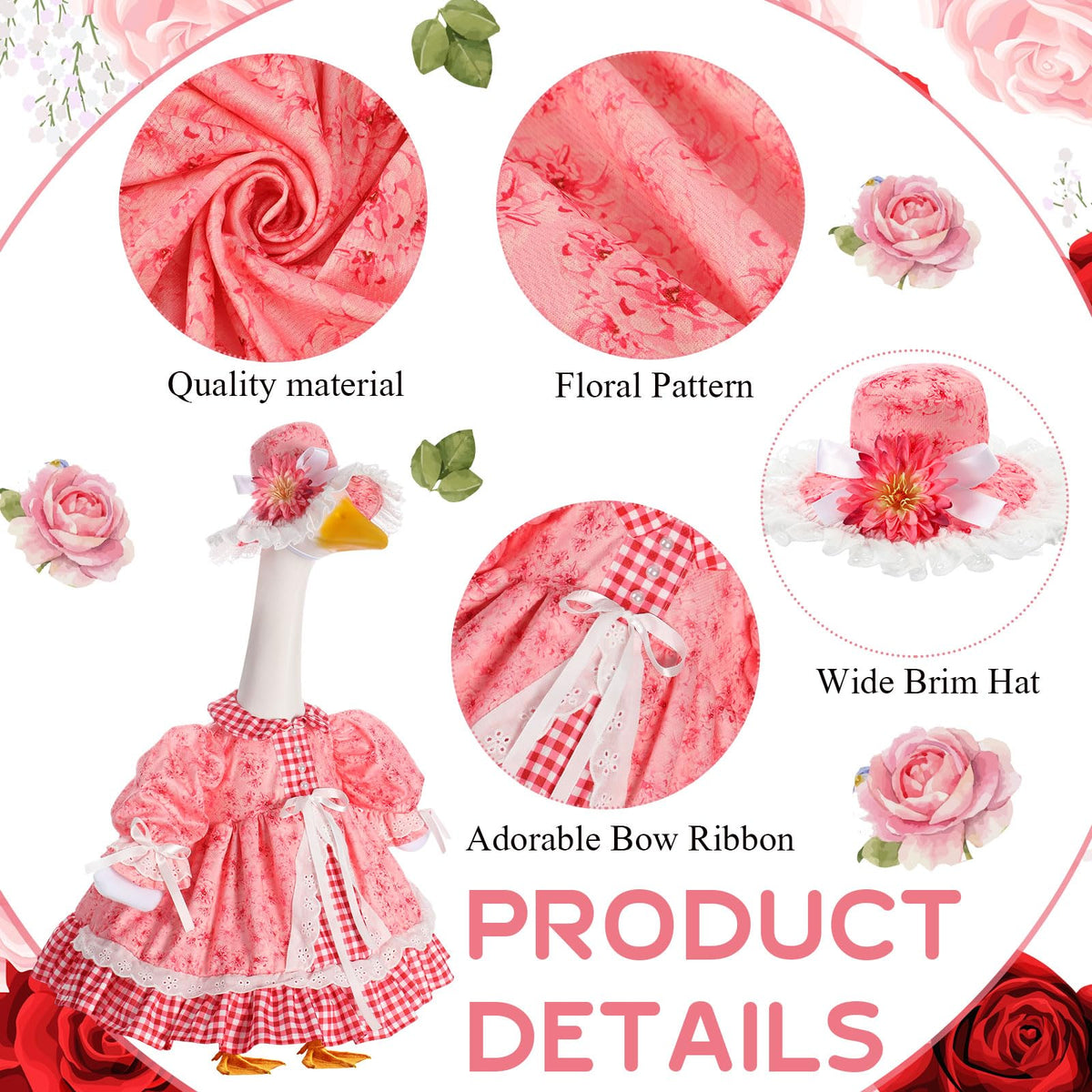 Sunnymove pink floral pattern fabric elevates statue visibility in outdoor spaces.