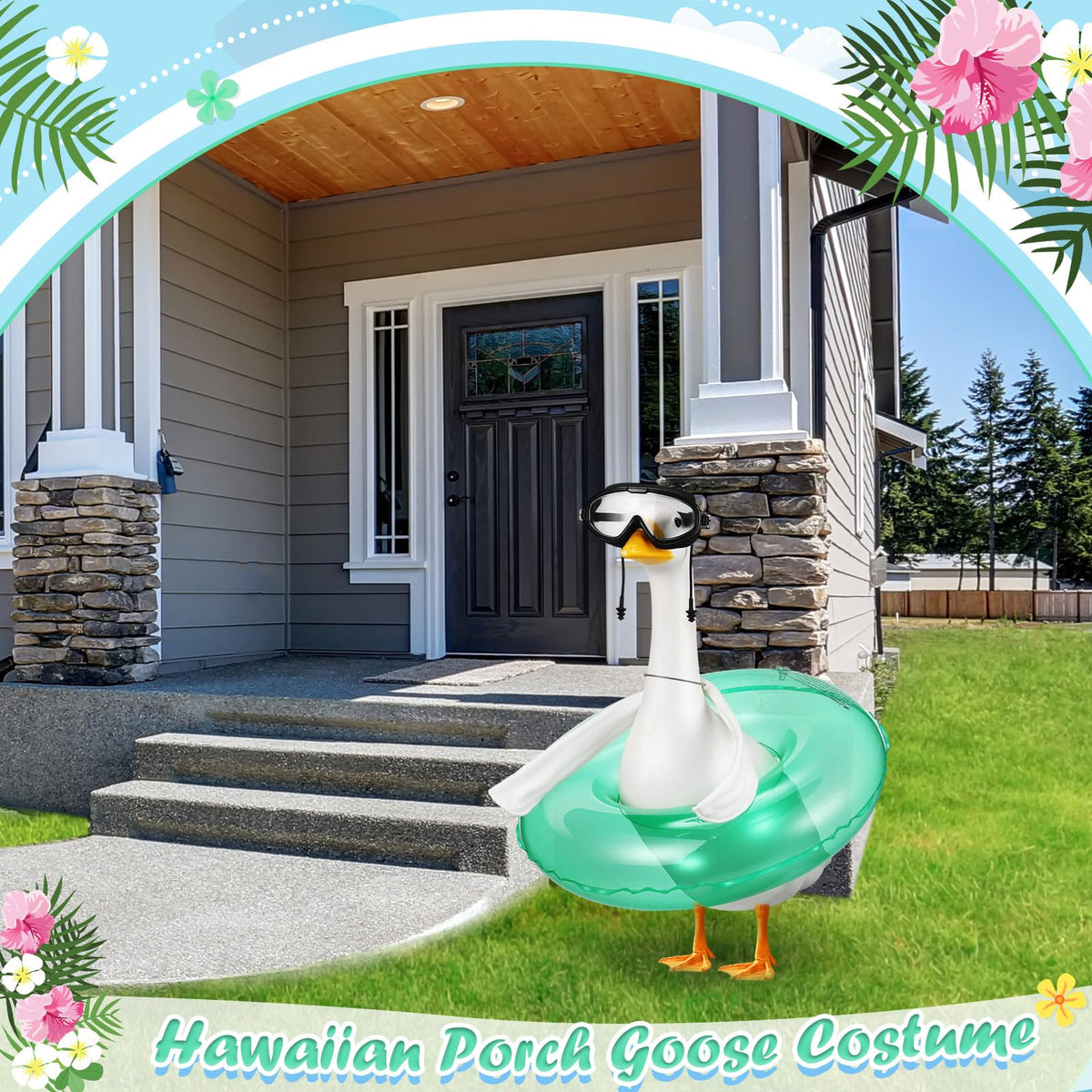 Sunnymove porch goose costume enhances outdoor decor for garden parties.