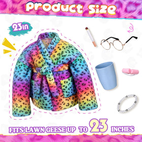 Sunnymove rainbow leopard bathrobe and glasses create a quirky patio conversation piece