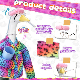 Sunnymove porch goose outfit pink hair rollers highlight playful styling for garden displays