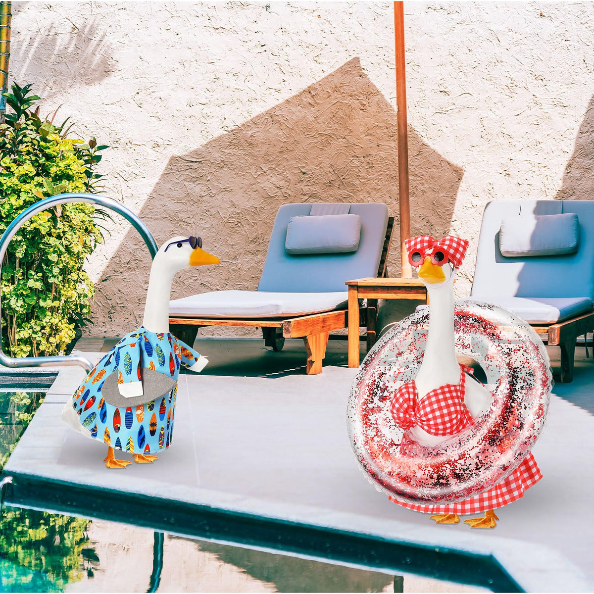 Sunnymove red bikini and skirt set for sunlit porch displays.