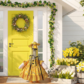 Sunnymove spring porch decor with yellow bee goose outfit on display