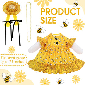 Sunnymove yellow bee goose outfit hat atop goose for festive yard display