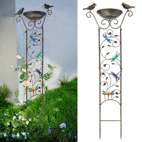 SUNNYPARK bird bath with trellis top view attracts birds with dragonfly accents