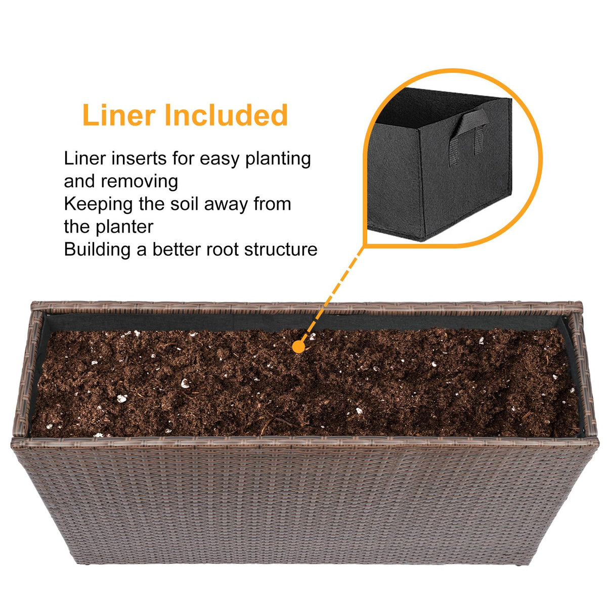 SUNNYPARK weather-resistant planter withstands rain and sun in any outdoor setting.
