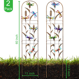 SUNNYPARK dragonfly trellis bronze finish adds weathered charm and support.