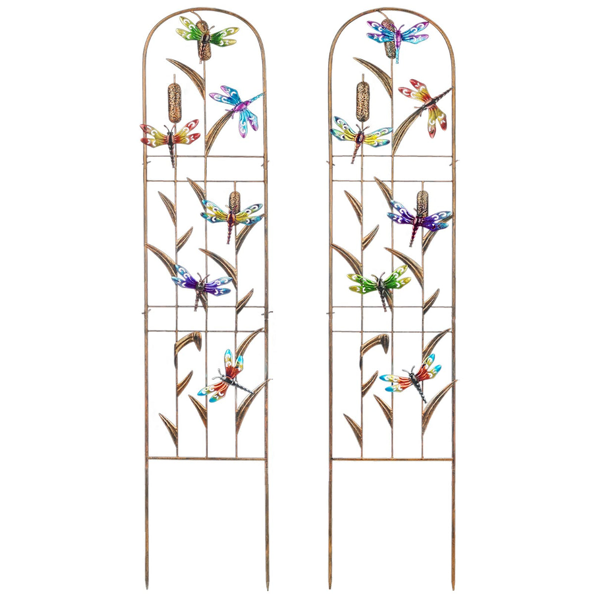 SUNNYPARK dragonfly trellis pair supports climbing plants and adds visual interest.