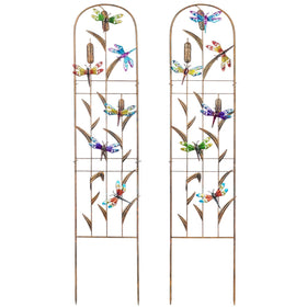 SUNNYPARK dragonfly trellis pair supports climbing plants and adds visual interest.
