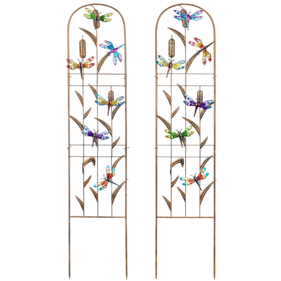 SUNNYPARK dragonfly trellis pair supports climbing plants and adds visual interest.